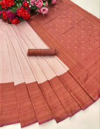 DEIANA'S Beautiful Designer Golden zari Soft Lichi Silk Saree - Cream | Grocsy