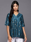 Ahalyaa Women's Traditional wear Tunic - Teal Blue | Grocsy