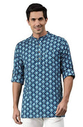 Janasya Men's Blue Cotton Kurta | Grocsy