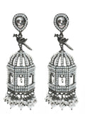 Mominos Fashion Johar Kamal Silver Color Bird Nest Earrings With Pearls