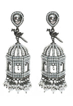 Mominos Fashion Johar Kamal Silver Color Bird Nest Earrings With Pearls
