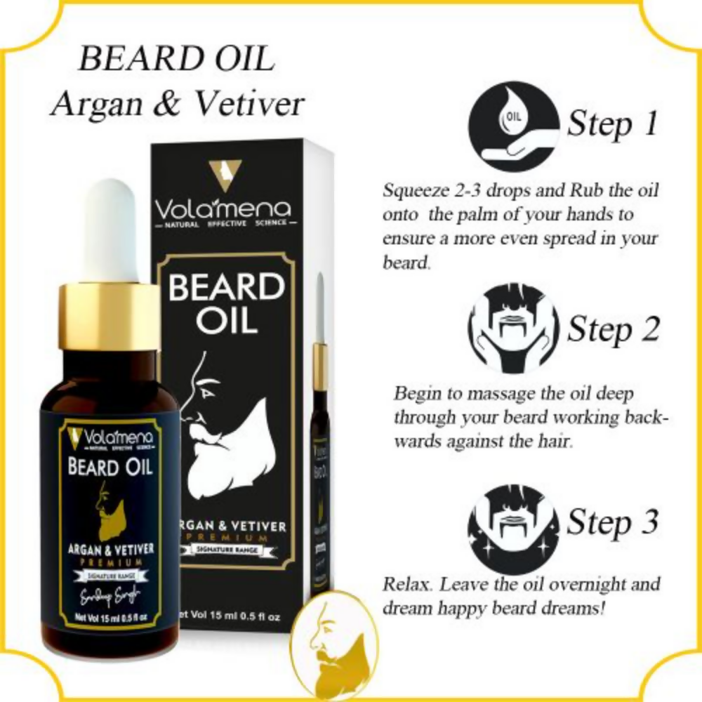 Volamena Argan & Vetiver Premium Beard Oil | Grocsy