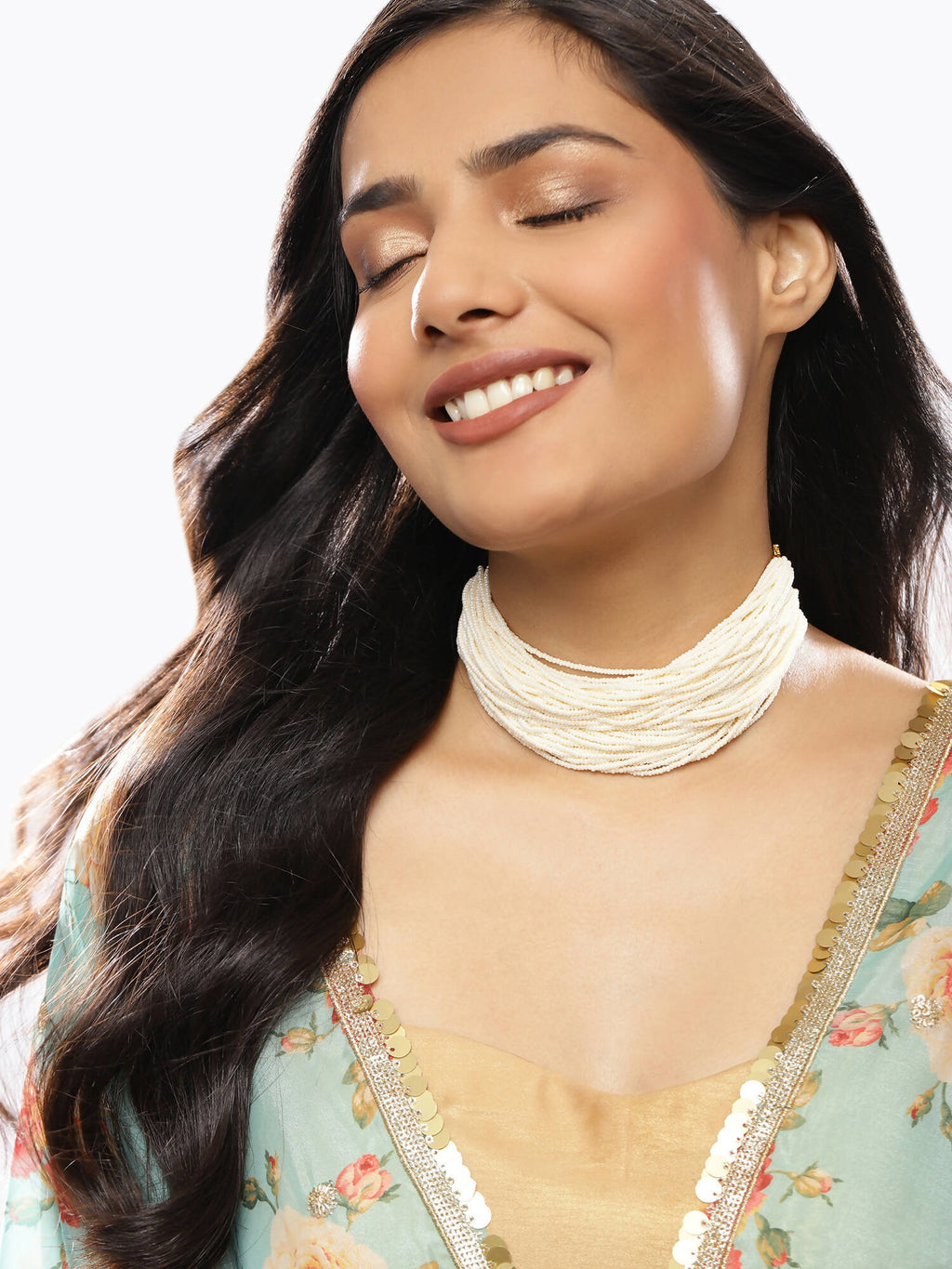 White Brass Gold-Polished Necklace - Ruby Raang | Grocsy