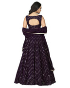 Jyoti Fashion Wine Thread with Sequence Embroidery Faux Georgette Lehenga Choli with Dupatta | Grocsy