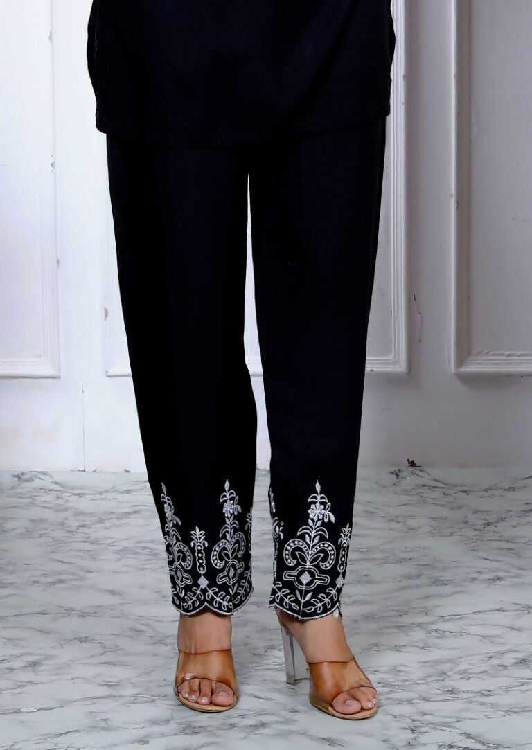 Miravan Women's Solid Black Rayon Co-Ord Set | Grocsy