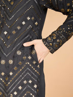 Vastranavya Slate Grey Exclusive Festival Wear Pure Viscose Rayon Embroidered Sequence Work Kurta | Grocsy
