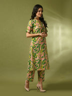 Myshka Women's Multi Printed Cotton Straight Party Kurta Set | Grocsy
