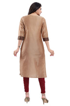 Snehal Creations Beige Cotton Silk Kurti Top | Grocsy