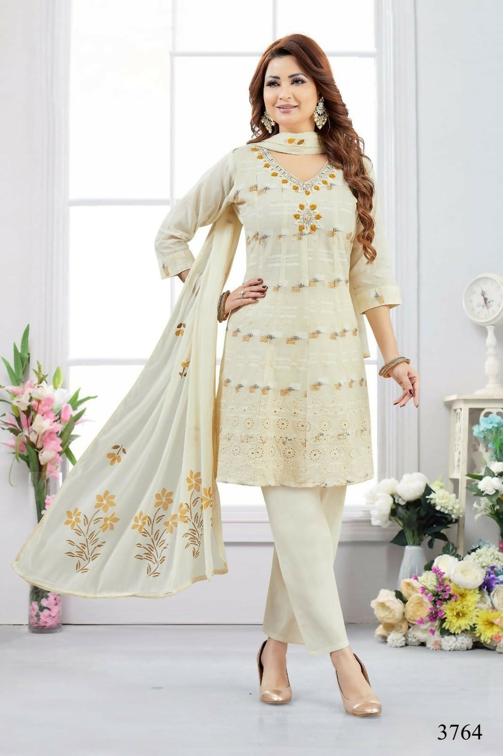 Joban Fashion Cotton Beige Color Kurta Set | Grocsy