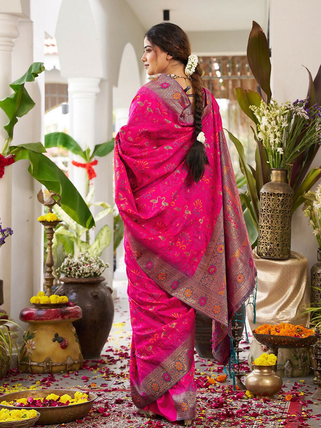 Shree Shyam Fashion Pink Soft Silk Saree | Grocsy