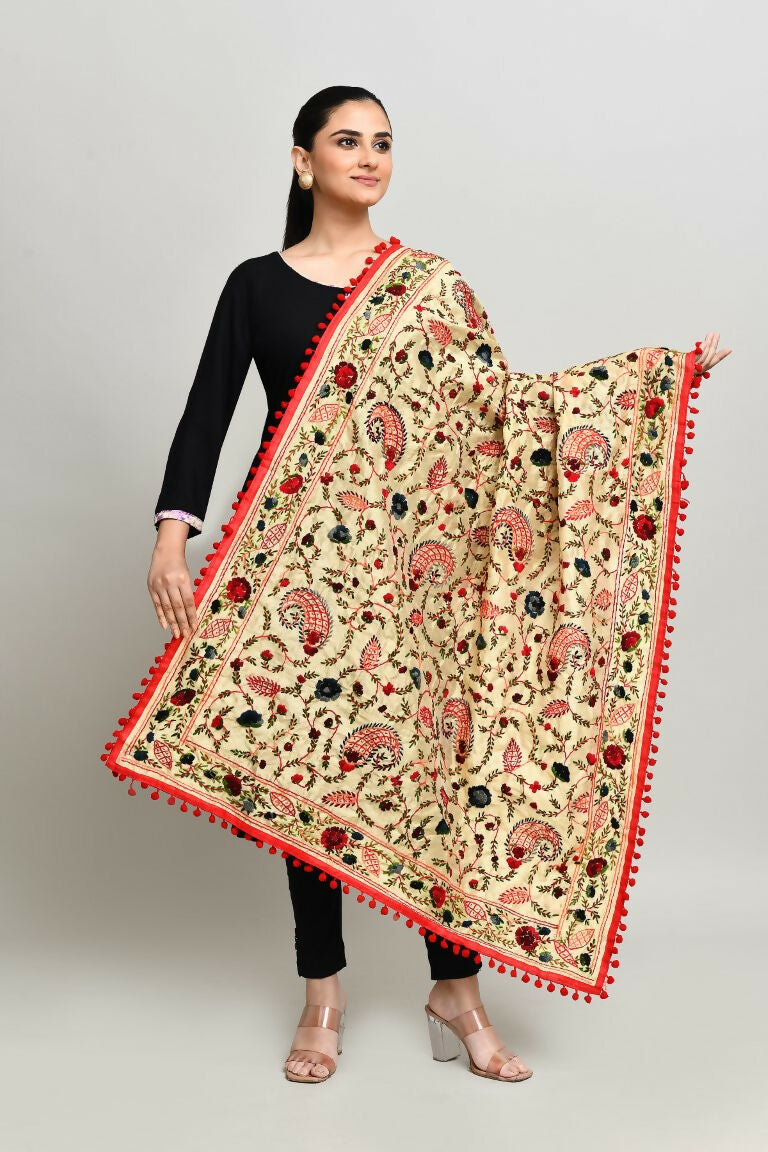 Joban Fashion Multi Color Cotton Embroidery Work Phulkari Dupatta | Grocsy