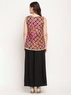 Ahalyaa Women's Black Crepe Digital Shibori Print Top Palazzo Set | Grocsy