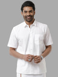 Ramraj Cotton Mens Half Sleeve Formal Poly Cotton White Shirt | Grocsy