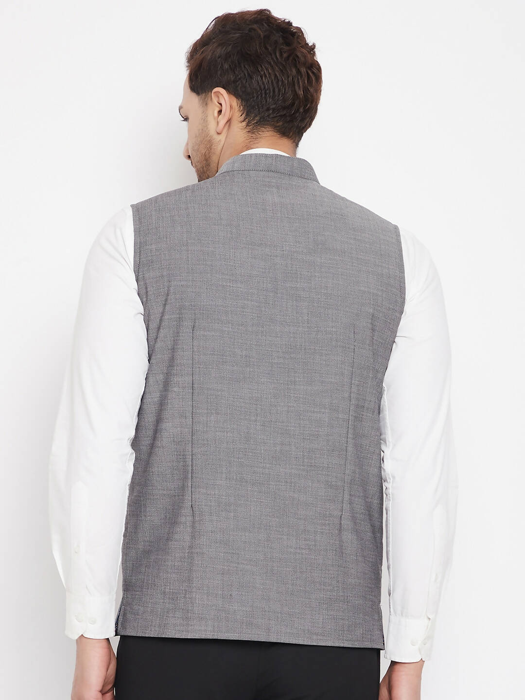 Even Apparels Grey Merino Men Woven Nehru Jacket NJW-PW690 | Grocsy