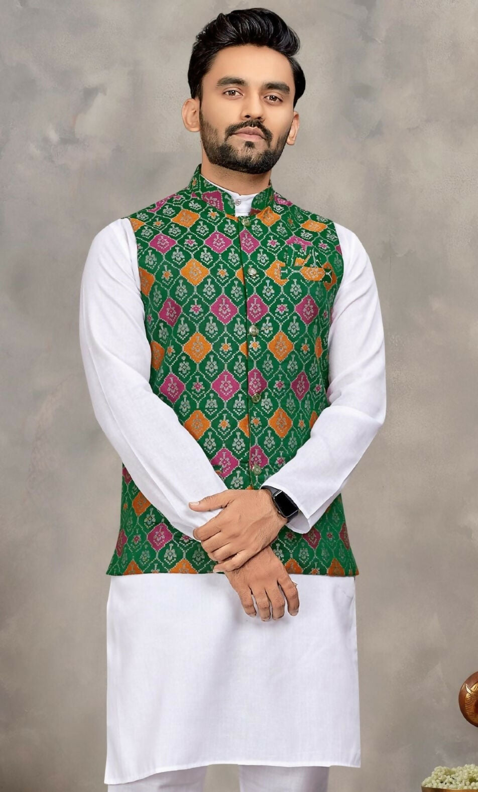 Anaita Green Cotton Straight Kurta Pajama & Kurta With Jequard Work | Grocsy