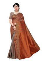 Vamika Brown Cotton Silk Weaving Saree (Paithani Chiku) | Grocsy