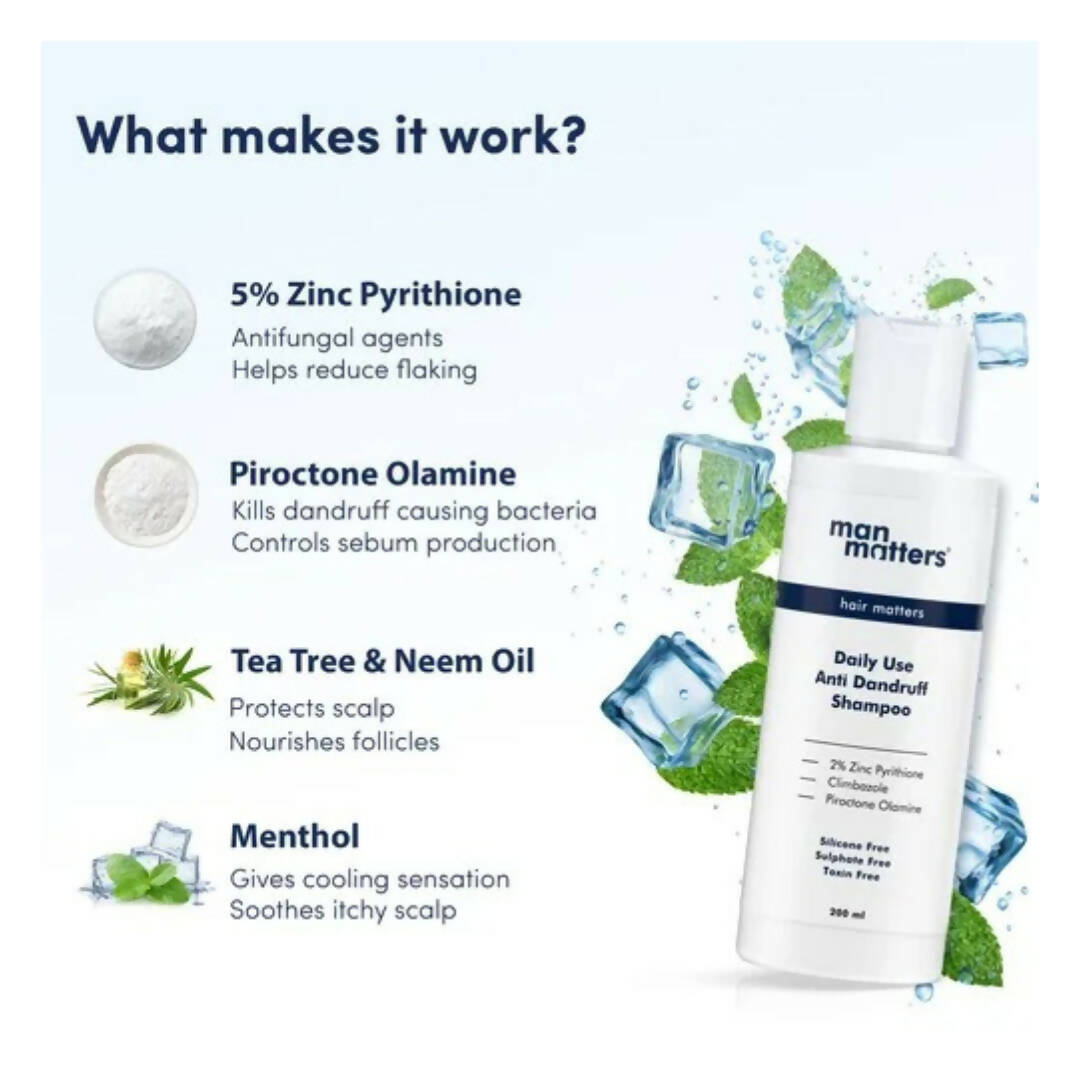 Man Matters Anti Dandruff Daily Use Shampoo, Reduces Dandruff, Flaking & Soothes Scalp Irritatio | Grocsy