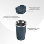 Milton Corral Thermosteel Insulated Coffee Mug Tumbler - 400ml (Navy Blue) | Grocsy