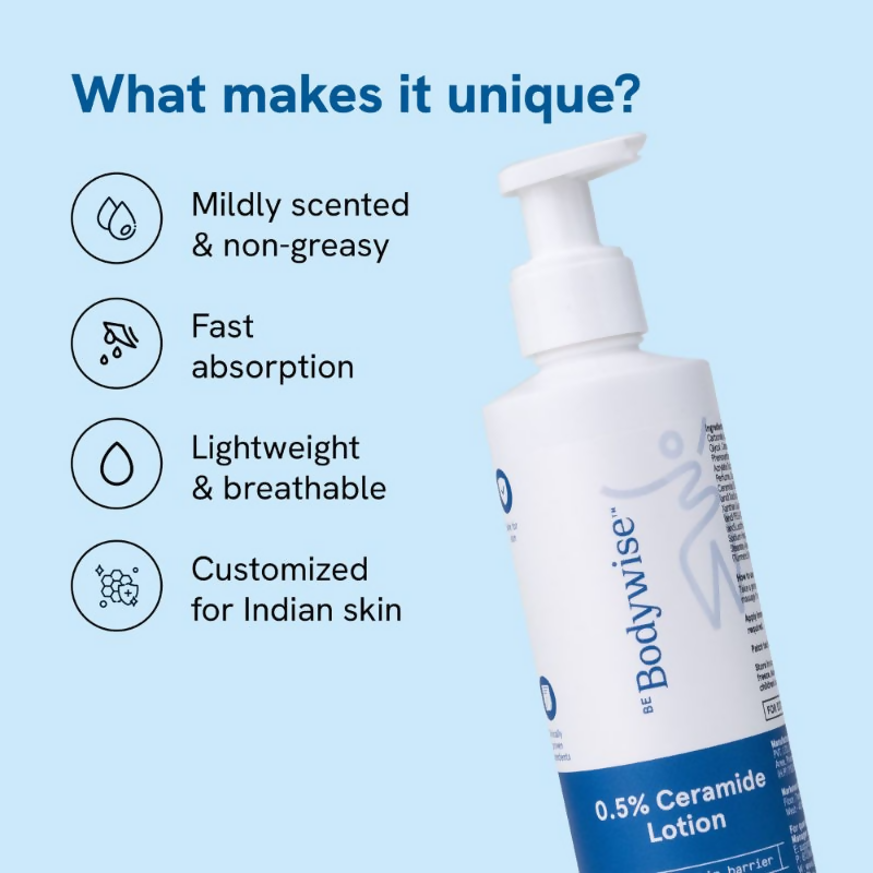 BeBodywise 0.5% Ceramide Body Lotion with Hyaluronic Acid - Prevents Dryness & Repairs Skin Barrier | Grocsy