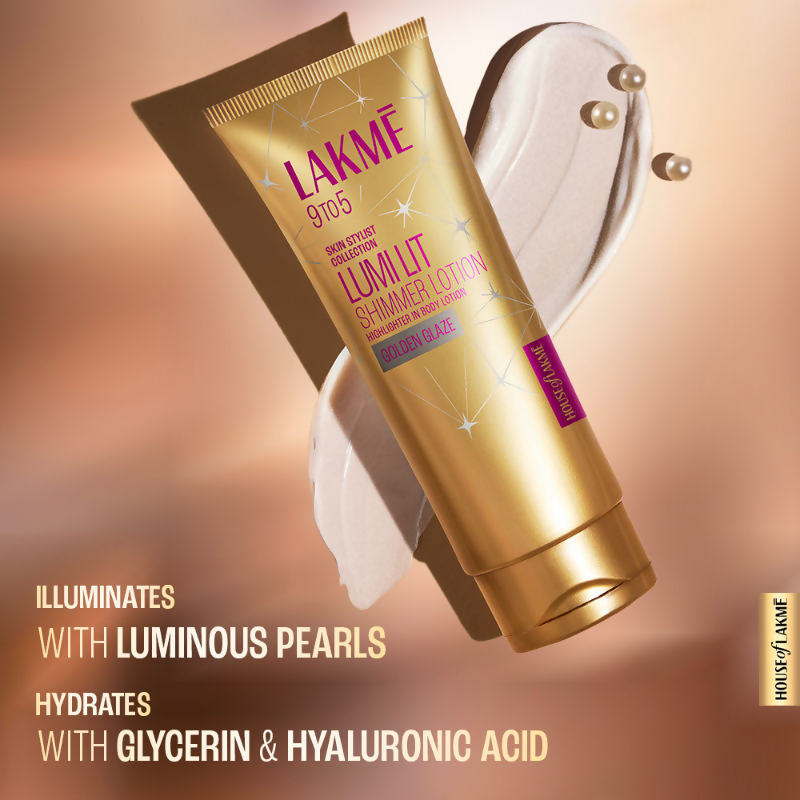 Lakme Lumi Lit Lotion Body Highlighter & Strobe Cream - Gold | Grocsy