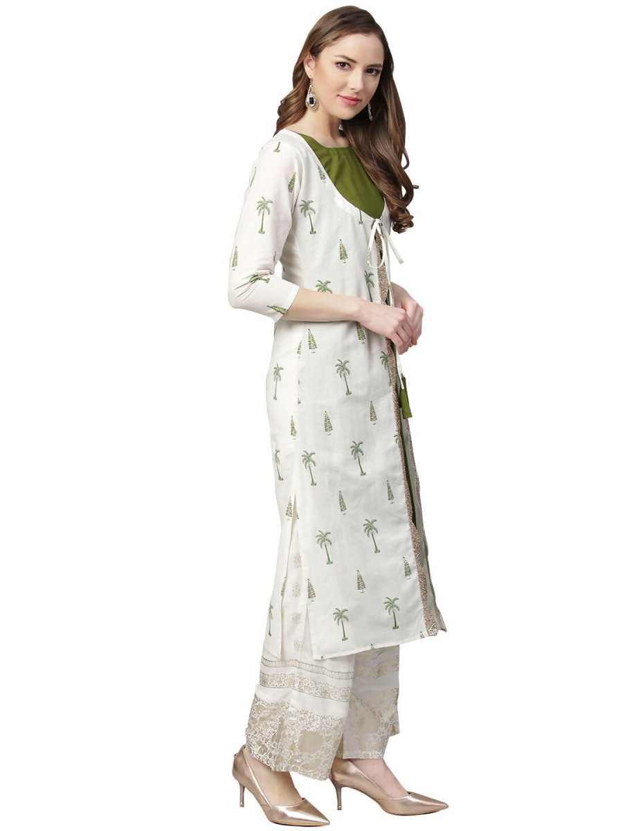 Ahalyaa Women's Traditional wear Kurta - Off White | Grocsy