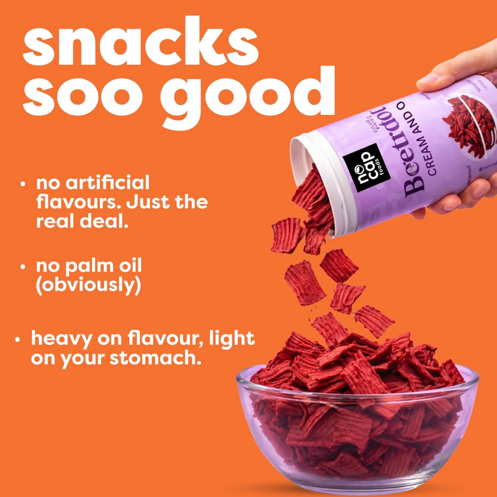 Nocap foods Zero Guilt Healthy Beetroot Chips - Cream&Onion | Grocsy