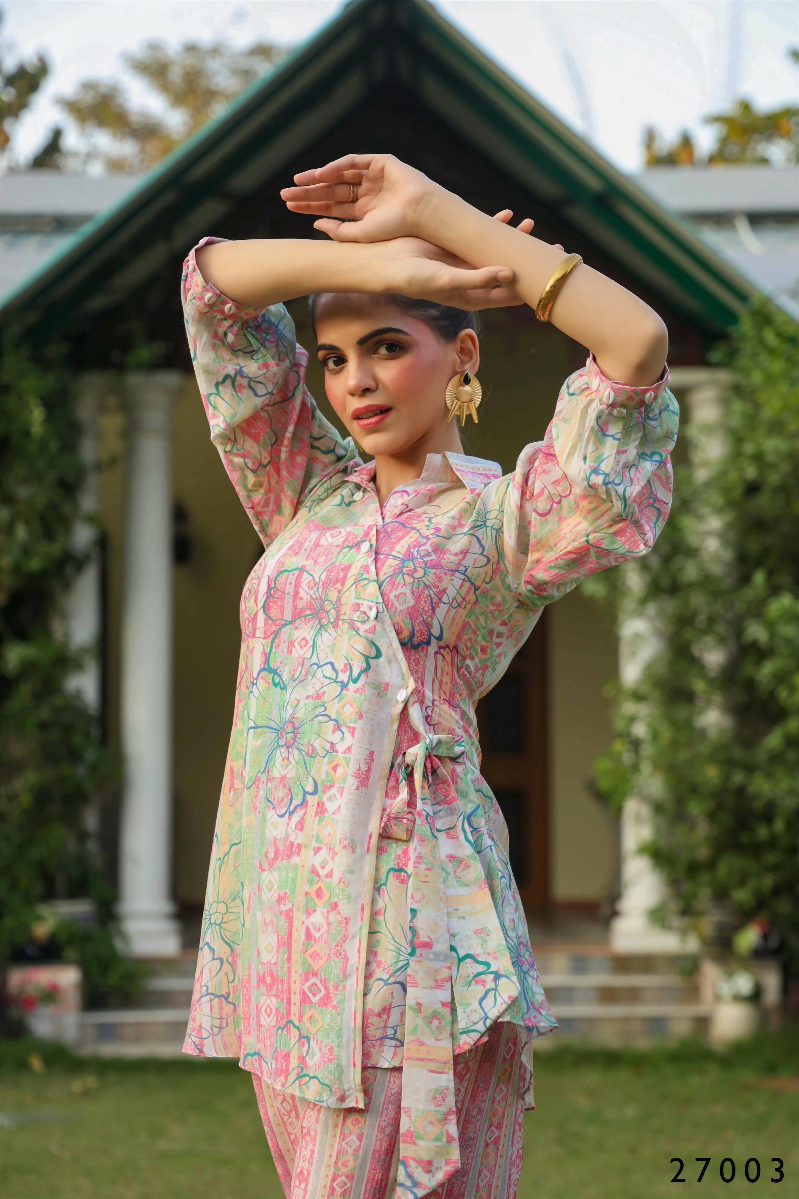 Women's Casual Fashionable Multi Mull Cotton co-ord set - Anya | Grocsy