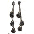 MS Fashion India Antique Silver Long Chain Triple Afghani Hanging Kashmiri Earrings | Grocsy