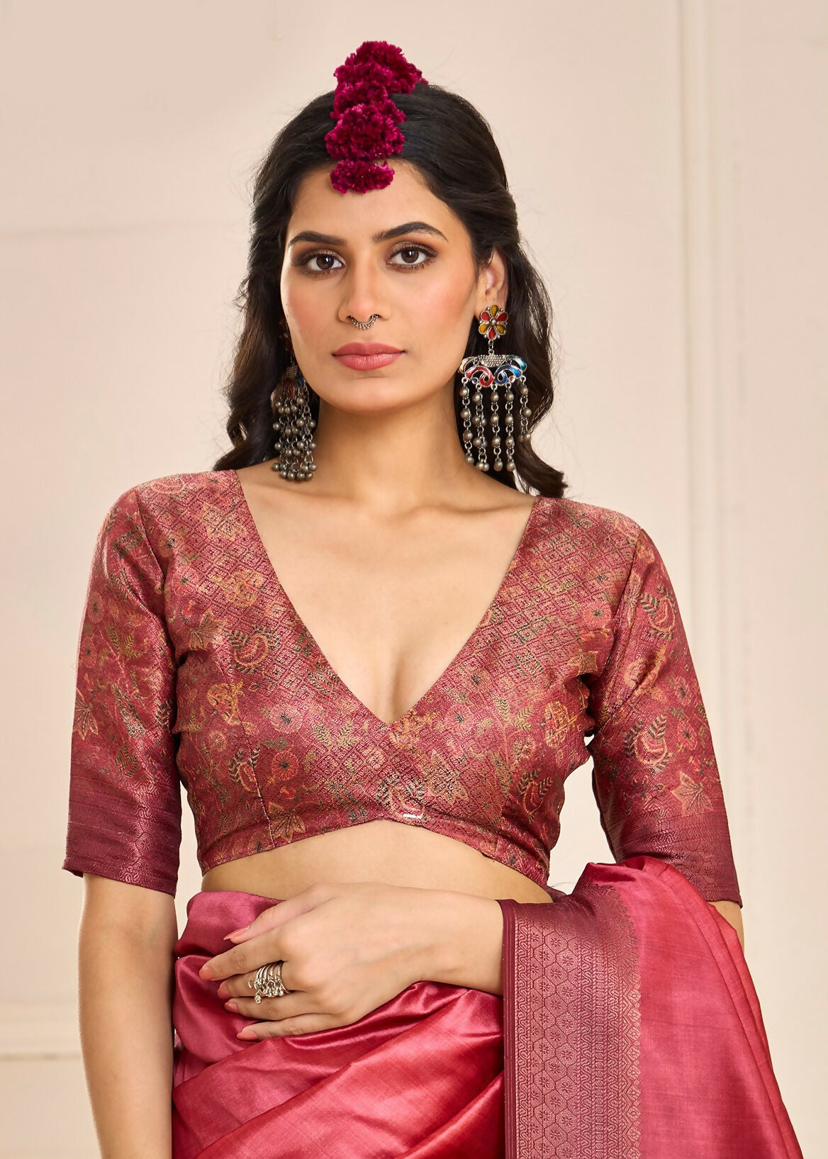 Joban Fashion Satin Silk With Zari Border Pink Colored Designer Pallu Saree | Grocsy
