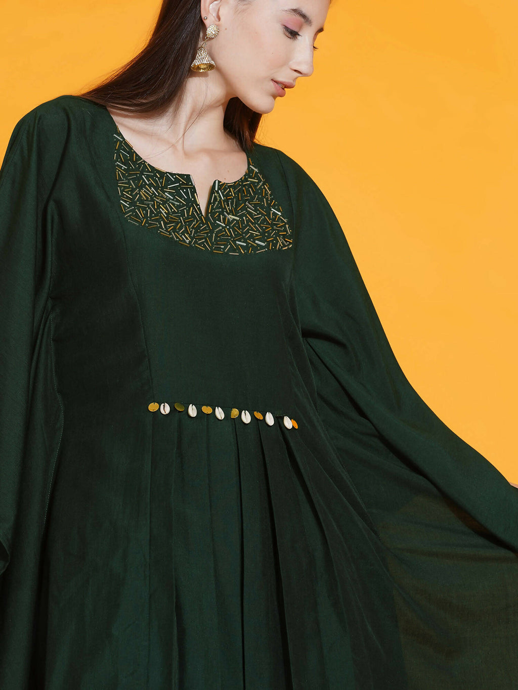 Women Republic Green Kaftan With Hand Embellishment And Dhoti Salwaar | Grocsy