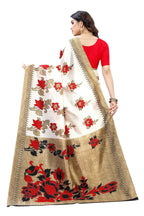Vamika White Printed Art Silk Saree | Grocsy
