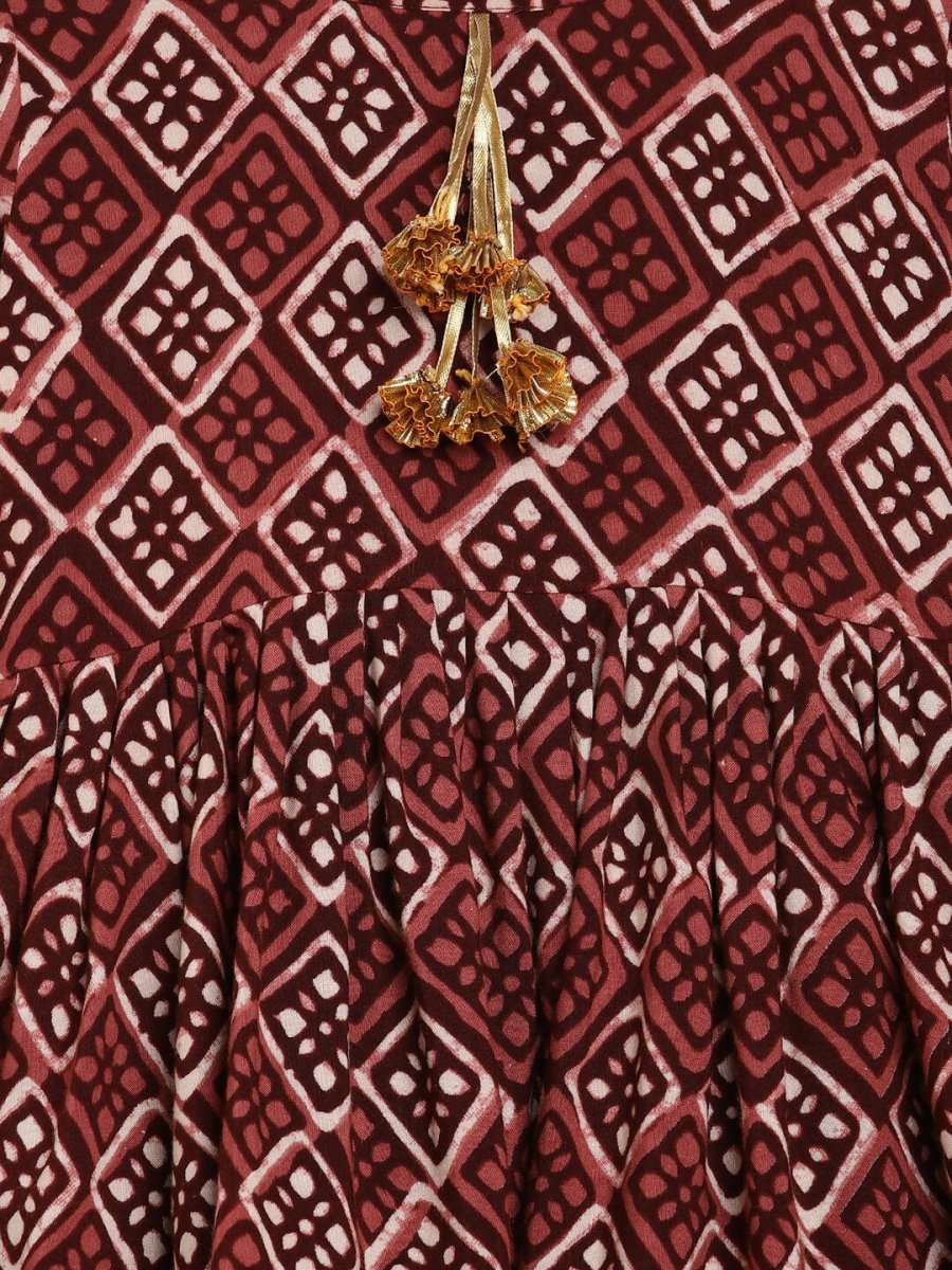 Ahalyaa Maroon Rayon Printed Kurta Palazzo Sets for Kids For Girls | Grocsy