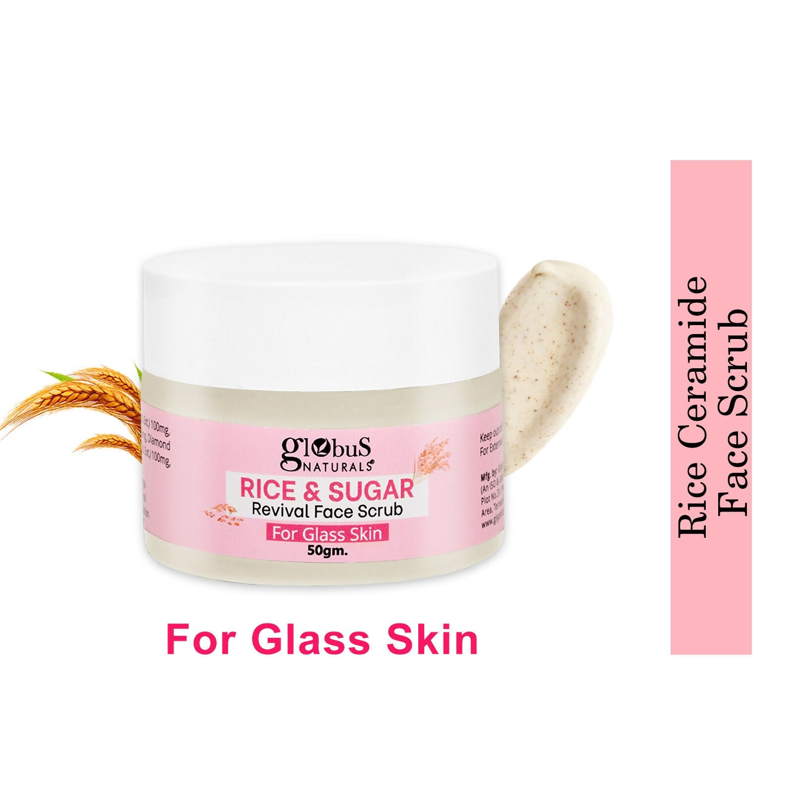 Globus Naturals Rice & Sugar Revival Face Scrub, For Korean Glass Skin | Grocsy