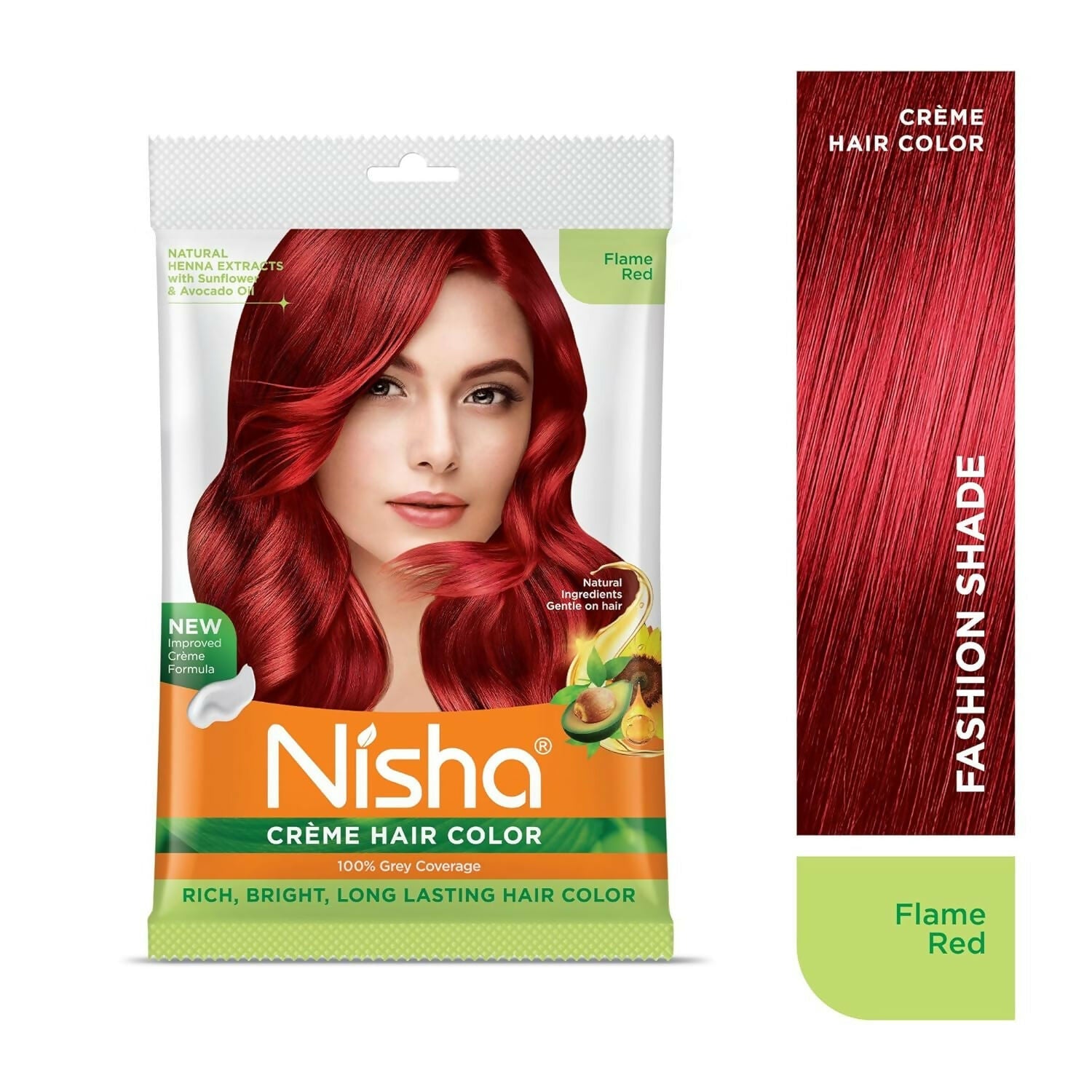 Nisha Creme Hair Color for Women & Men - Flame Red | Grocsy
