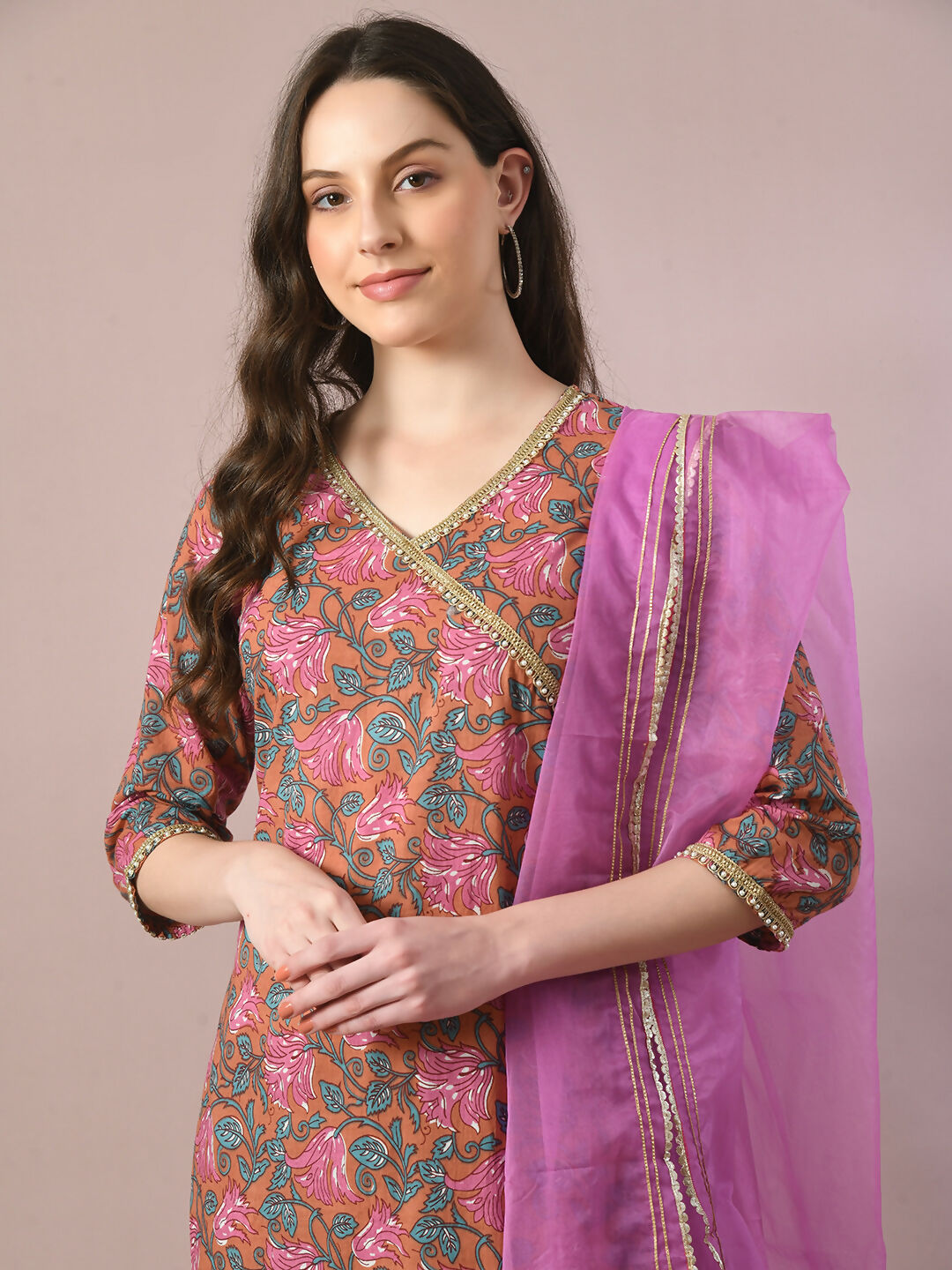 Myshka Women's Multi Printed Cotton Straight Party Kurta Set With Dupatta | Grocsy