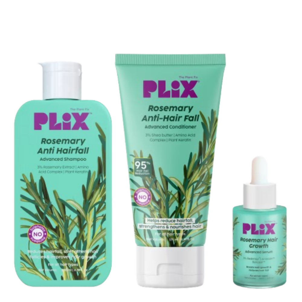 PLIX The Plant Fix Rosemary Anti Hairfall Regime 3% Redensyl Serum, Shampoo & Conditioner | Grocsy