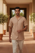 Dune — Beige Linen Shirt by Hilo Design | Grocsy