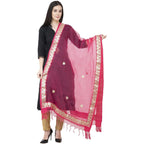 A R Silk Orgenza Gota Patti Fancy Dupatta Gajari Color Dupatta or Chunni | Grocsy