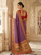 Shree Shyam Fashion Purple Banarasi Silk Blend Saree | Grocsy