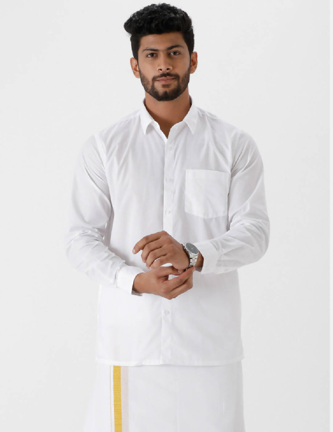Ramraj Cotton Mens Luxury Cotton Full Sleeve White Shirt | Grocsy