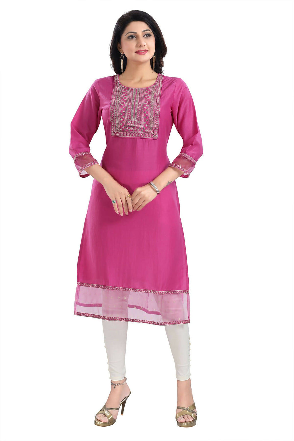 Snehal Creations Wonderful Art Silk Designer Long Kurti Tunic With Zari Embroidery | Grocsy