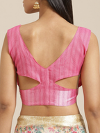 Saree Mall Cream-Coloured & Pink Floral Print Saree | Grocsy