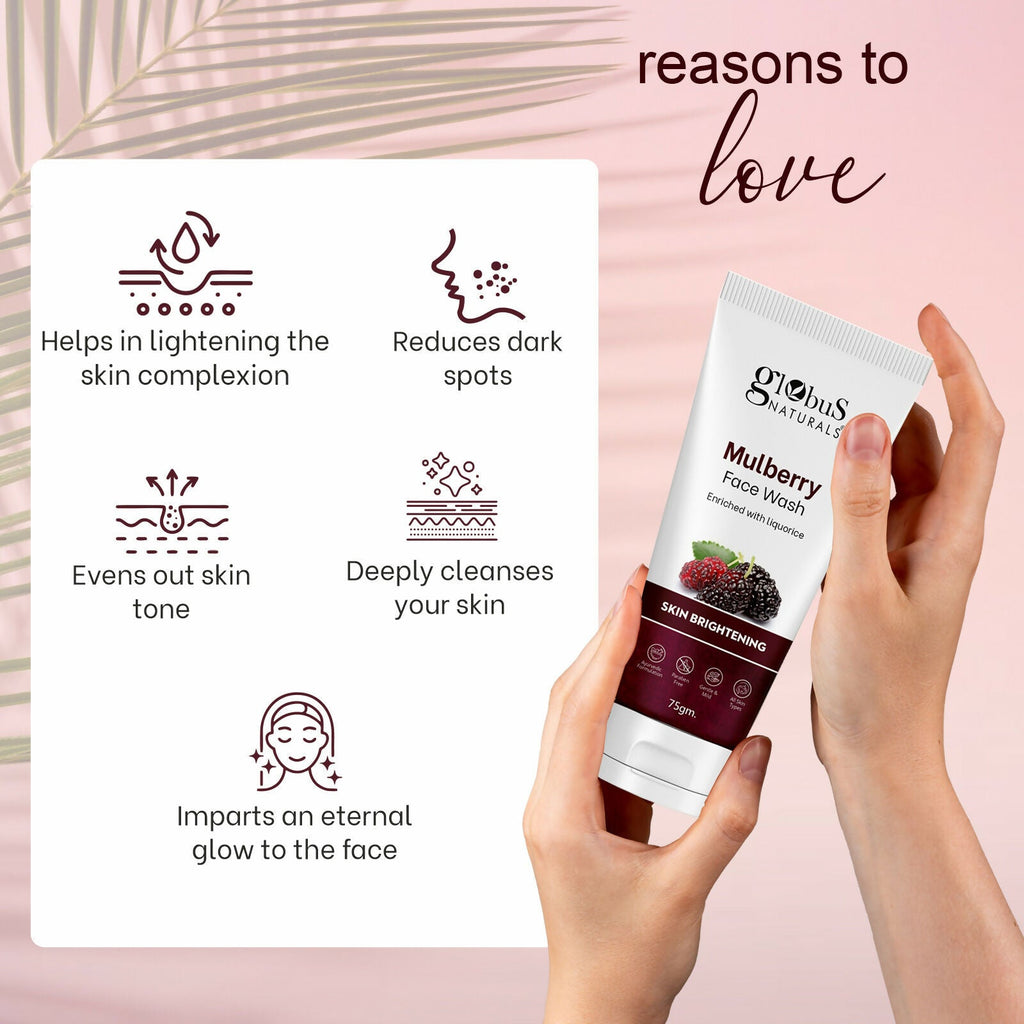 Globus Naturals Mulberry Fairness Face Wash, Suitable For All Skin Types | Grocsy