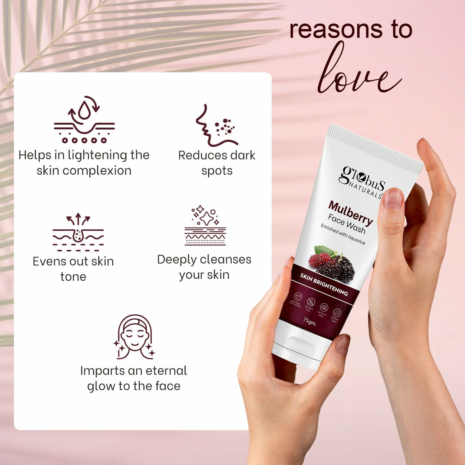 Globus Naturals Mulberry Fairness Face Wash, Suitable For All Skin Types | Grocsy