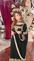 Joban Fashion Black Velvet Sequence Embroidery Work Kurta Set | Grocsy