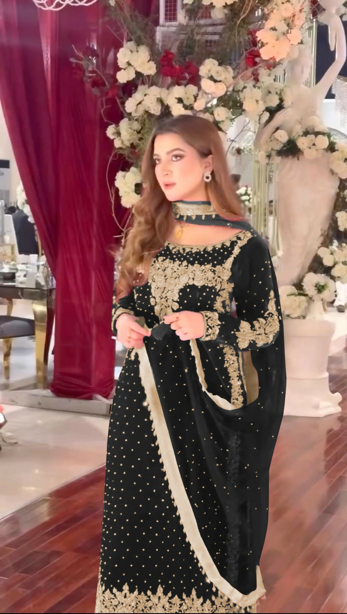 Joban Fashion Black Velvet Sequence Embroidery Work Kurta Set | Grocsy