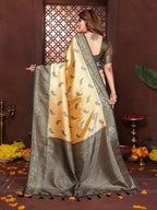 Aastha Fashion Mustard Tissue Silk Weaving Saree | Grocsy