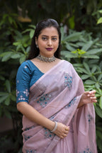 Mine Pure Linen Ethnic Motifs Saree with Unstitched Blouse - A2M | Grocsy