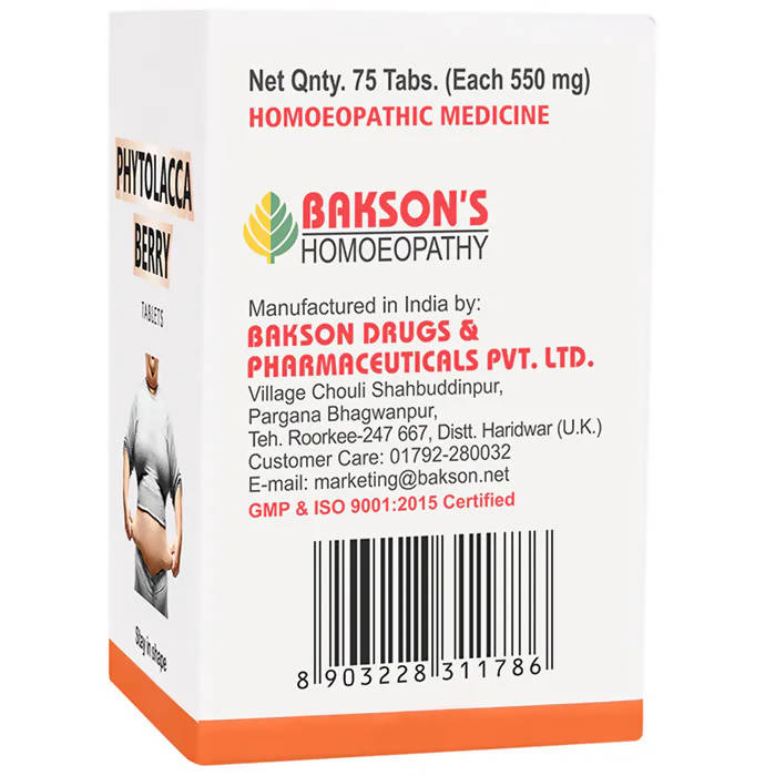 Bakson's Homeopathy Phytolacca Berry Tablets | Grocsy