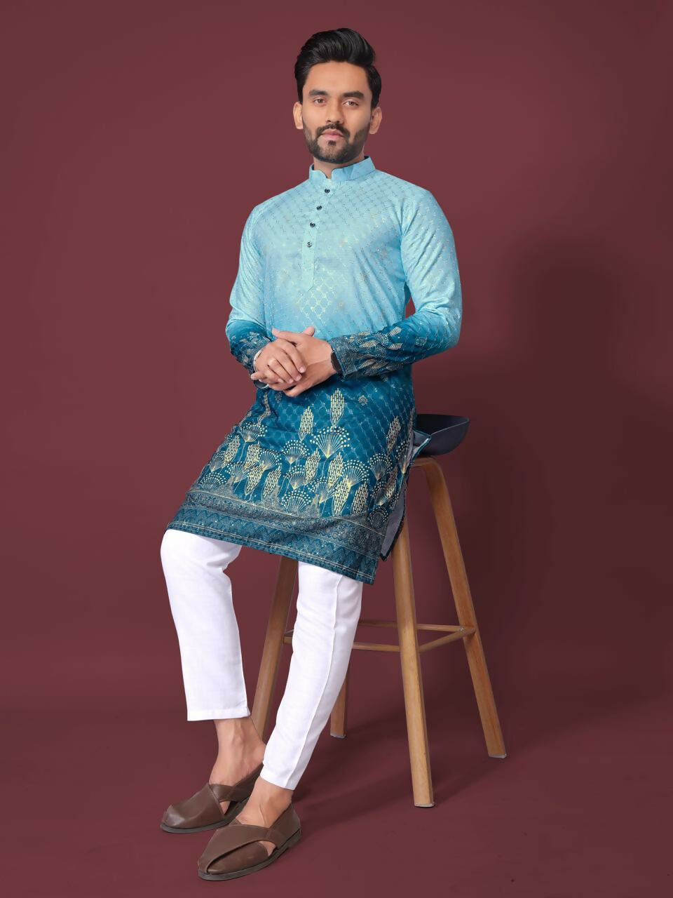 Anaita Blue Multicolour Kurta | Grocsy